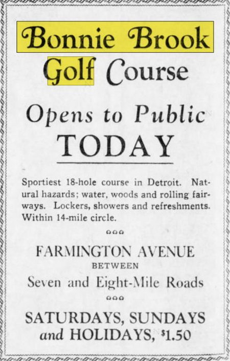 Bonnie Brook Golf Course - Mar 30 1929 Ad